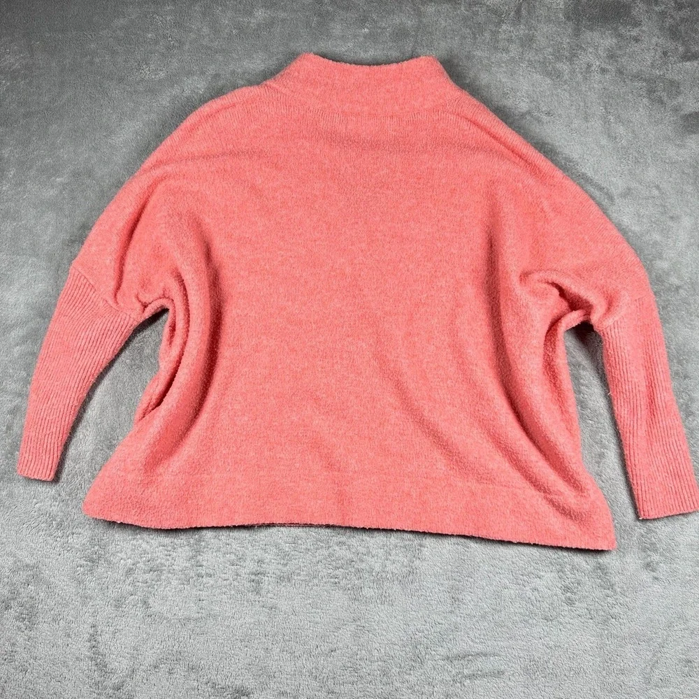 Anthropologie XS Coral‎ Pink Open Front Cardigan Shawl Collar Textured Knit